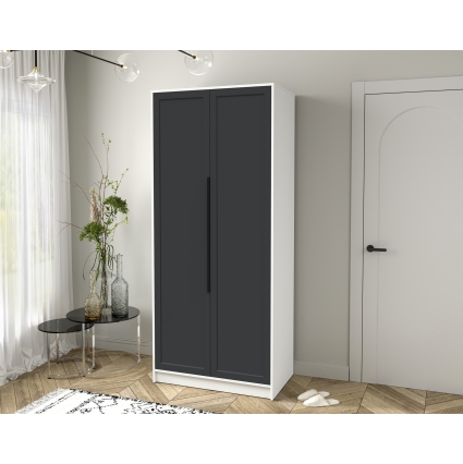 Шкаф распашной Тренд КТ-Ш2 (Белый платинум ЛДСП/ Пепел ЛМДФ) Ш918 В2128 Г547 Шкаф распашной Тренд КТ-Ш2 (Белый платинум ЛДСП/ Пепел ЛМДФ) Ш918 В2128 Г547